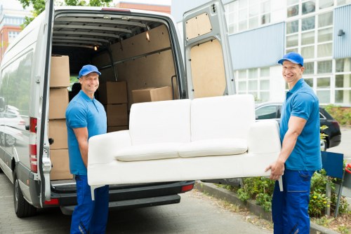 House movers preparing furniture for a residential move in Woodlands