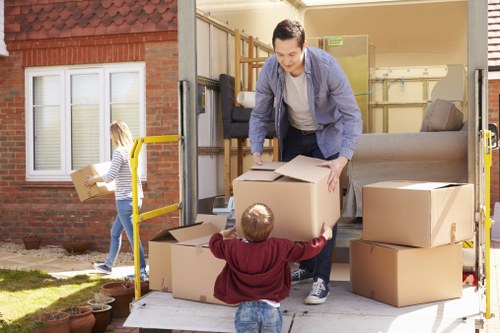 Furniture being loaded into a removal van for transport