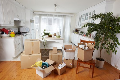 Furniture removal service navigating access in a Woodlands residential block