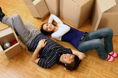 Business relocation team unloading items at a Woodlands commercial property