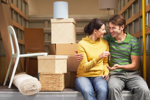 Local moving team preparing furniture for transport in Woodlands